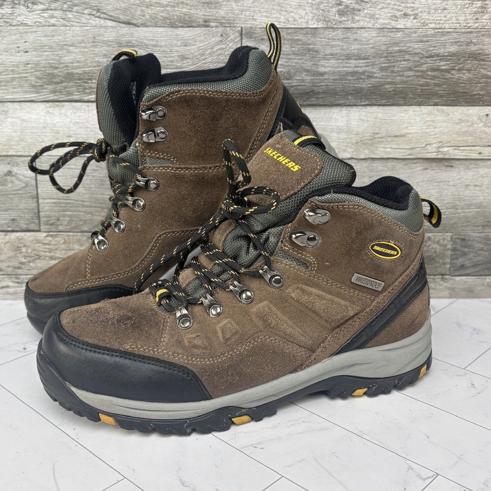 Skechers Relment Pelmo Boots - Mens 8 - Brown Suede Waterproof Hiking Work